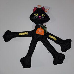 NEW Multipet Dog Toy Skelerope Black Cat Halloween Tug Toss Rope Chew